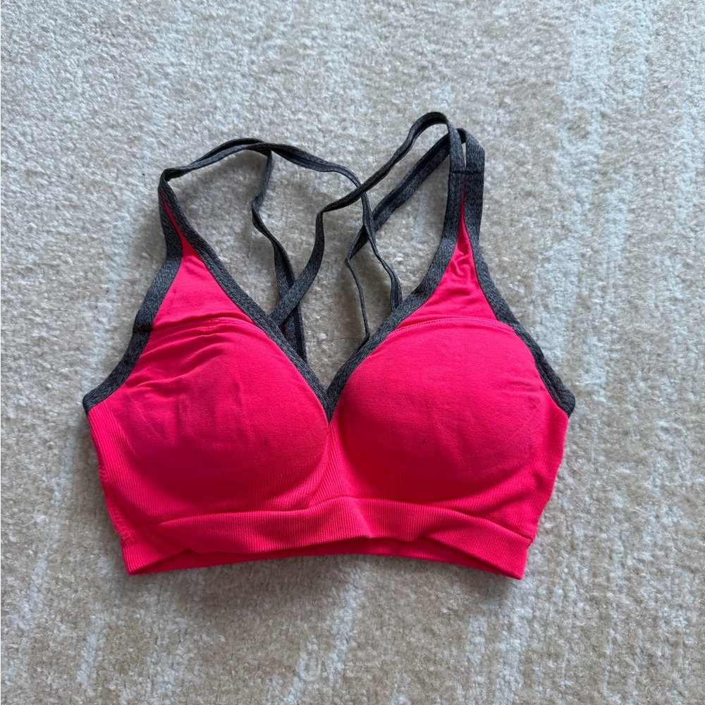 PINK Victoria's Secret Hot Pink and Charcoal Sports Bra